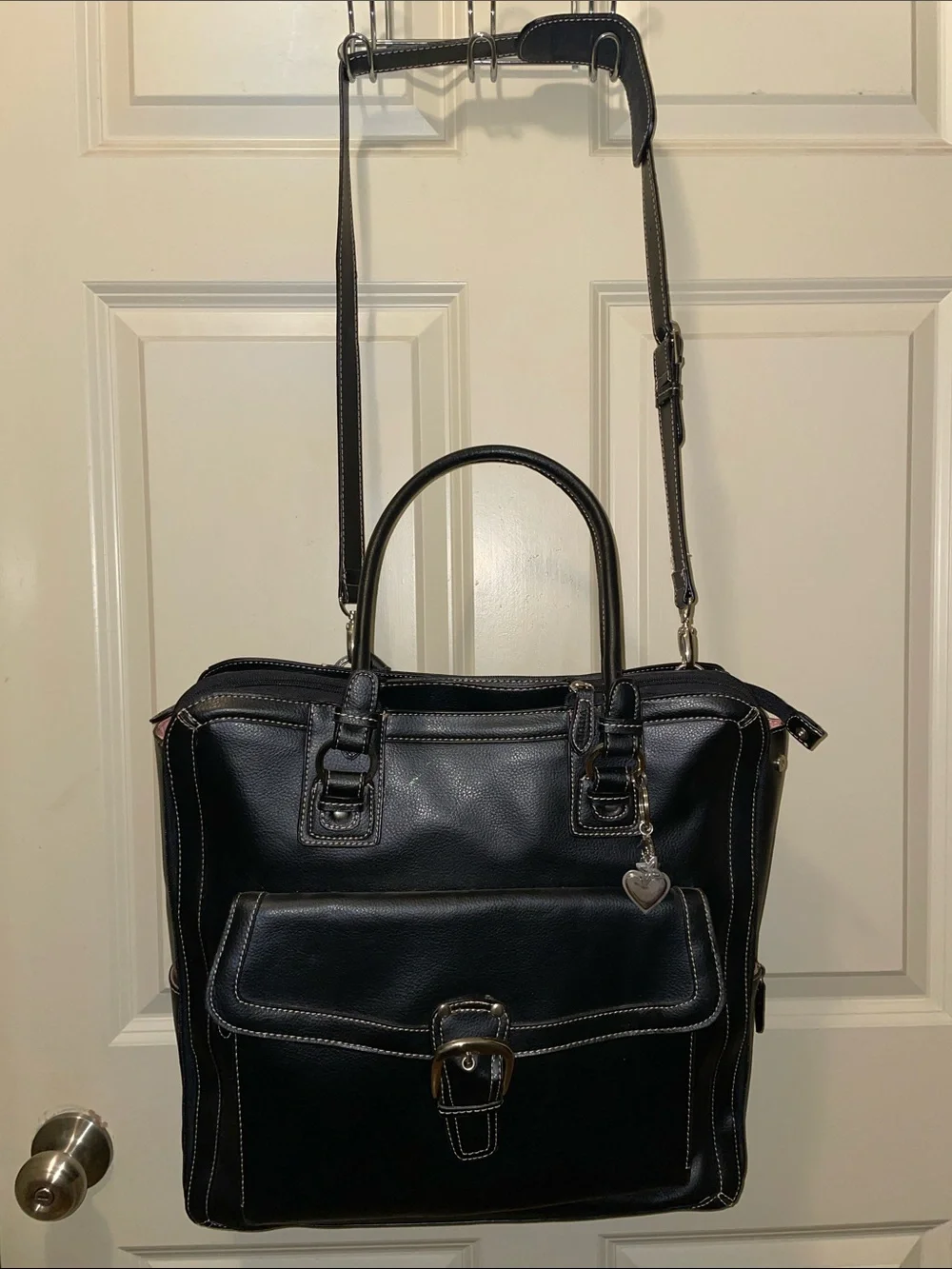 Craft Organizer Tote in Black and Pink with Multiple Pocket Panels
